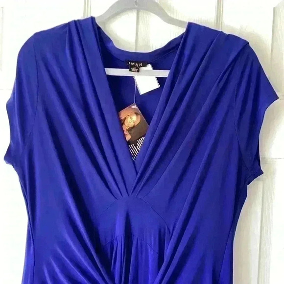 IMAN NWT Deep Blue Wrap High Low Maxi Dress options SIZE 1X - Picture 3 of 6
